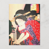 Geisha op de fontein Japans Woodblock Uklyo-e Briefkaart (Voorkant)