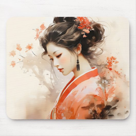 Geisha Oranje inkt Muismat (Voorkant)