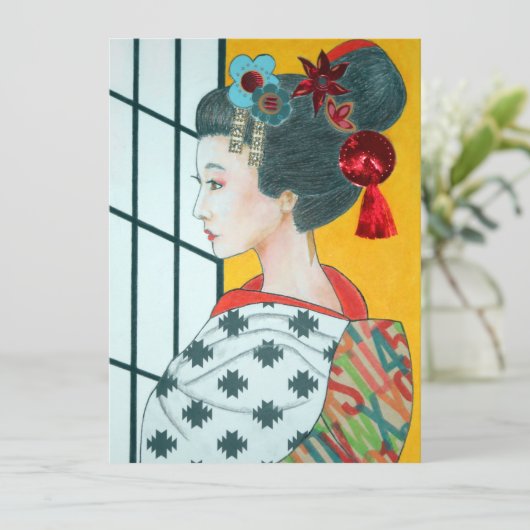 Geisha Original Art Flat Wenskaart (Staand voorkant)