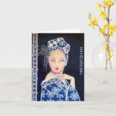 Geisha Original Art wenskaart Kaart (Gele Bloem)
