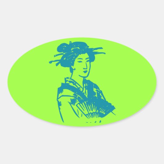 Geisha Ovale Sticker (Voorkant)