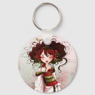 Geisha papaver sleutelhanger