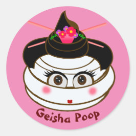 Geisha Poop Emoji Ronde Sticker