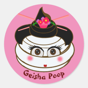 Geisha Poop Emoji Ronde Sticker