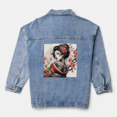 Geisha Portrait Denim Jacket | Floral Back Art (Achterkant)