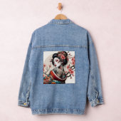Geisha Portrait Denim Jacket | Floral Back Art (Hangar)