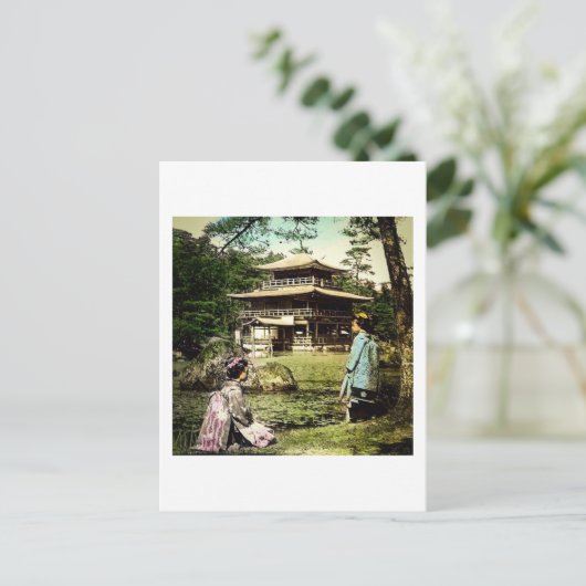 Geisha Posing at Kinkaku-ji Golden Temple Japan Briefkaart (Staand voorkant)