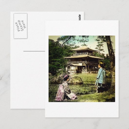 Geisha Posing at Kinkaku-ji Golden Temple Japan Briefkaart (Voorkant / Achterkant)