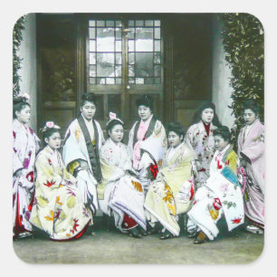 Geisha Posing door Brothel Glass Slide Vierkante Sticker