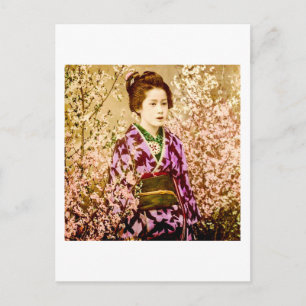  Geisha Posing in Cherry Blossom Briefkaart