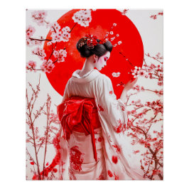 Geisha Poster, Elegante Ukiyo-e Geisha Wall Art Perfect Poster