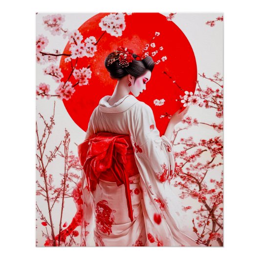 Geisha Poster, Elegante Ukiyo-e Geisha Wall Art Perfect Poster (Voorkant)