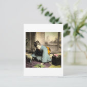 Geisha Preparing Silk Kimono  Oud Japan Briefkaart (Staand voorkant)