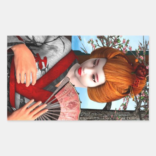 Geisha Rechthoekige Sticker (Voorkant)