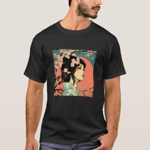 Geisha Retro Vrouw Kimono Samurai Japanse Vintag T-shirt