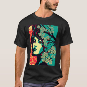 Geisha Retro Vrouw Kimono Samurai Japanse Vintag T-shirt