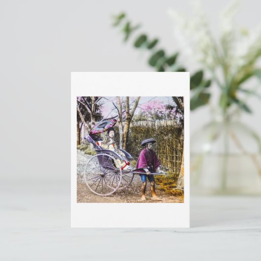  Geisha Rickshaw Old Japan Briefkaart (Staand voorkant)