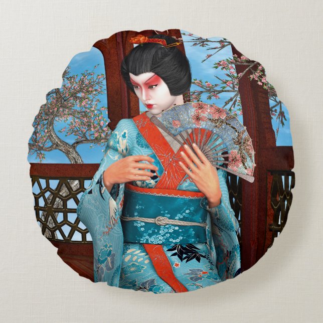 Geisha Rond Kussen (Voorkant)