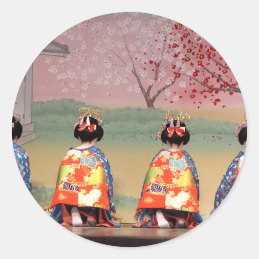 Geisha Row Ronde Sticker (Voorkant)