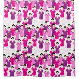 Geisha roze Paarse patroon Douchegordijn