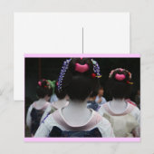 Geisha - Roze rand Briefkaart (Voorkant / Achterkant)