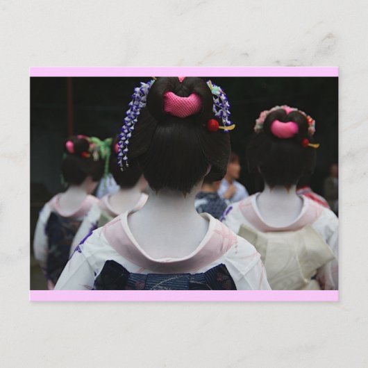 Geisha - Roze rand Briefkaart (Voorkant)