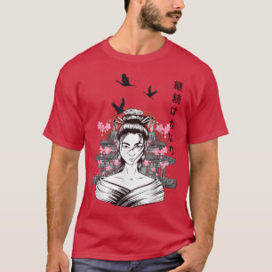 Geisha Sakura Cherry Blossom Geisha Girl Japans T-shirt