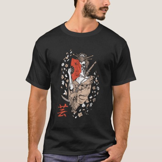 Geisha schedel van de dood Traditioneel Japan T-shirt (Voorkant)