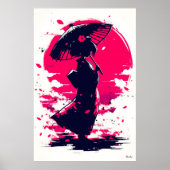 Geisha Serenity - Elegantie in de Sakura Breeze Poster (Voorkant)