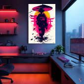 Geisha Silhouet bij Zonsondergang – Traditionele E Poster