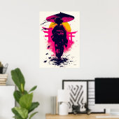 Geisha Silhouet bij Zonsondergang – Traditionele E Poster (Thuiskantoor)