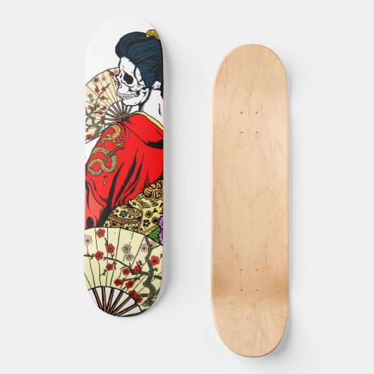Geisha Skeleton Deck Skateboard (Voorkant)