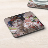 Geisha Stedelijk Graffiti Straatkunst Bier Onderzetter (Linkerzijde)