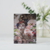 Geisha Stedelijk Graffiti Straatkunst Briefkaart (Staand voorkant)