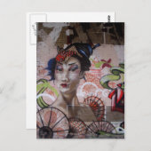 Geisha Stedelijk Graffiti Straatkunst Briefkaart (Voorkant / Achterkant)