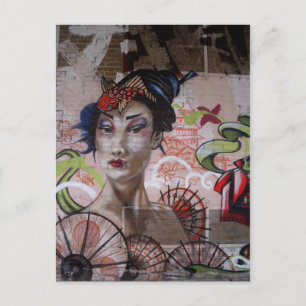Geisha Stedelijk Graffiti Straatkunst Briefkaart