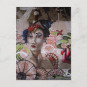 Geisha Stedelijk Graffiti Straatkunst Briefkaart (Voorkant)