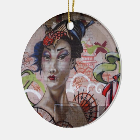 Geisha Stedelijk Graffiti Straatkunst Keramisch Ornament (Links)