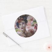 Geisha Stedelijk Graffiti Straatkunst Ronde Sticker (Envelop)