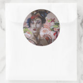 Geisha Stedelijk Graffiti Straatkunst Ronde Sticker (Tas)