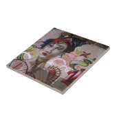 Geisha Stedelijk Graffiti Straatkunst Tegeltje (Zijkant)