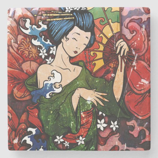 Geisha Stenen Onderzetter (Voorkant)
