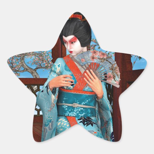 Geisha Ster Sticker (Voorkant)