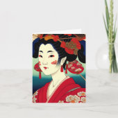 Geisha Studie A in Japanse Stijl Feestdagen Kaart (Voorkant)