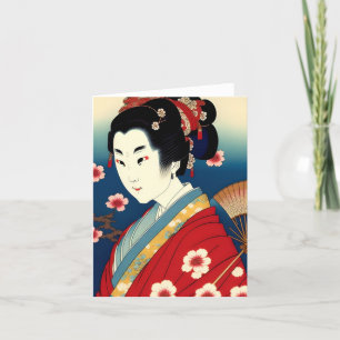 Geisha Studie E in Japanse Stijl Feestdagen Kaart