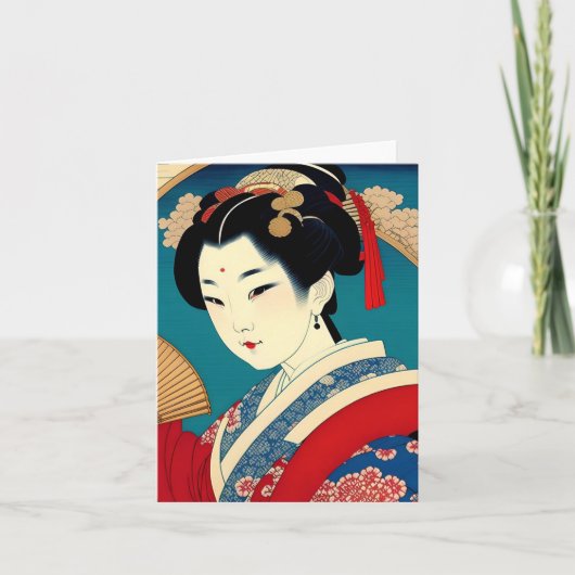 Geisha Studie F in Japanse Stijl Feestdagen Kaart (Voorkant)