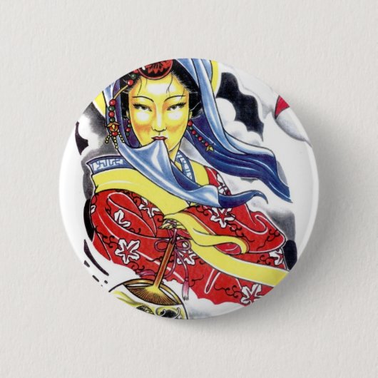 Geisha-tatoeageontwerp Ronde Button 5,7 Cm (Voorkant)