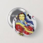 Geisha-tatoeageontwerp Ronde Button 5,7 Cm (Voorkant /achterkant)