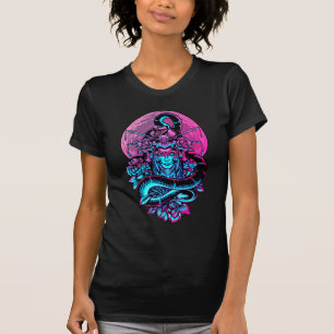 Geisha Tattoo Roze en zwarte bloemen T-shirt