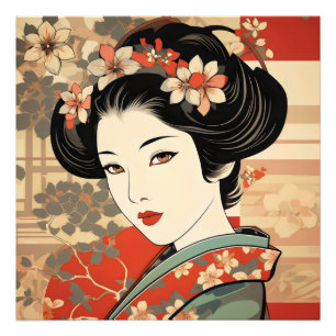 Geisha Traditional Ukiyo-e Foto Afdruk
